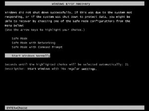 Windows Recovery Screen